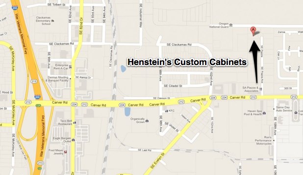 Hensteins Custom Cabinets Location map